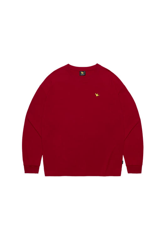 RED WII BASIC ANGEL LONG SLEEVE COTTON TEE