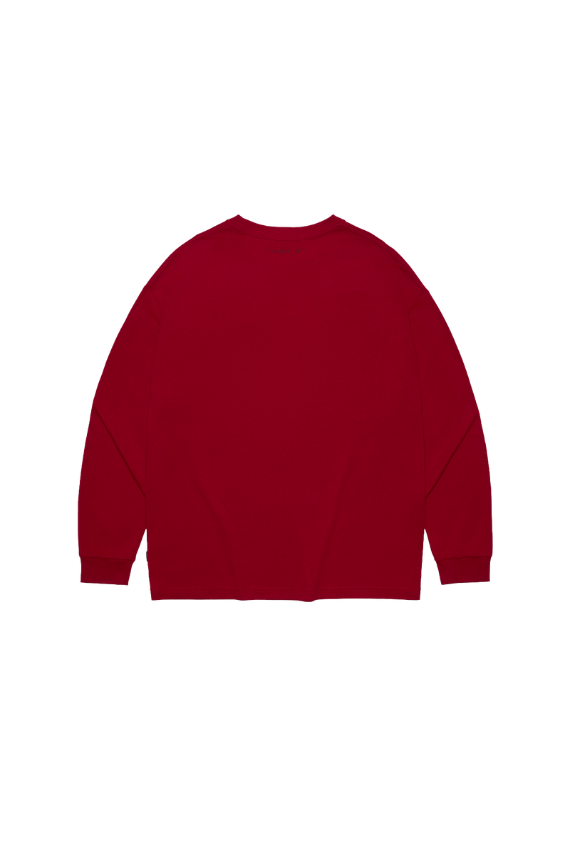 RED WII BASIC ANGEL LONG SLEEVE COTTON TEE