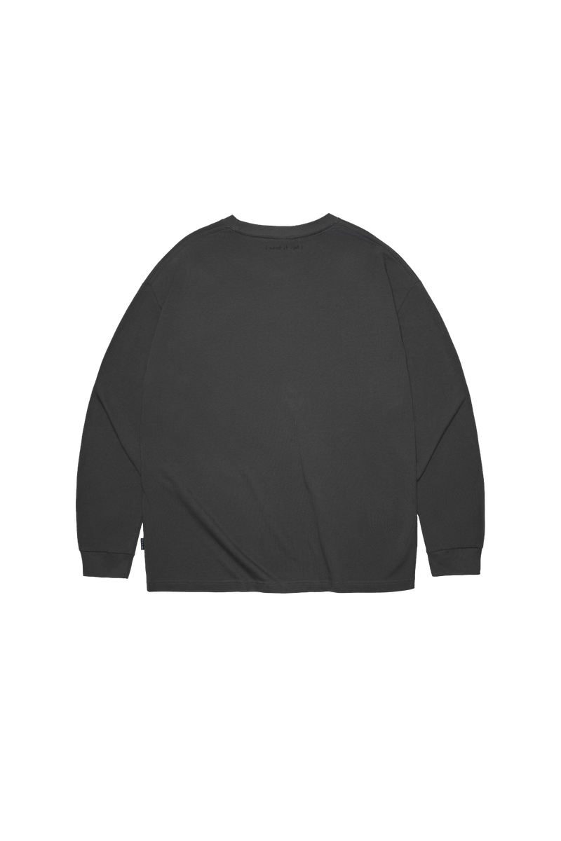 DARK GRAY WII BASIC ANGEL LONG SLEEVE COTTON TEE