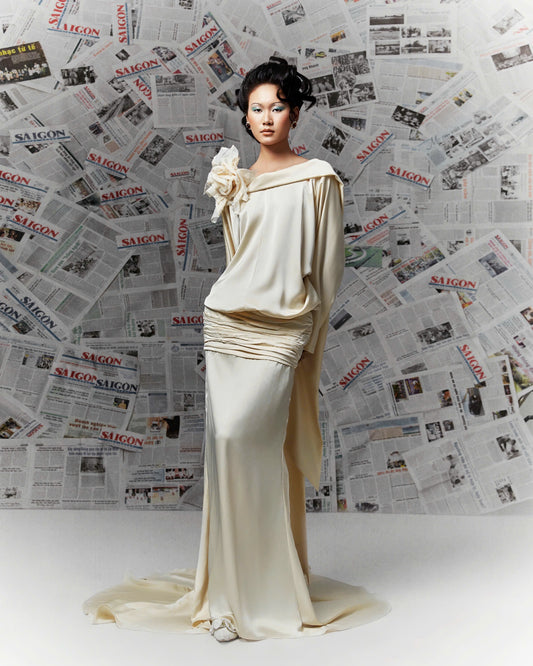 Xuân Thì Twist Silk Drop Waist Gown