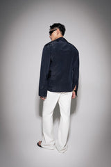 S26 Men's Black Silk Draped Shirt