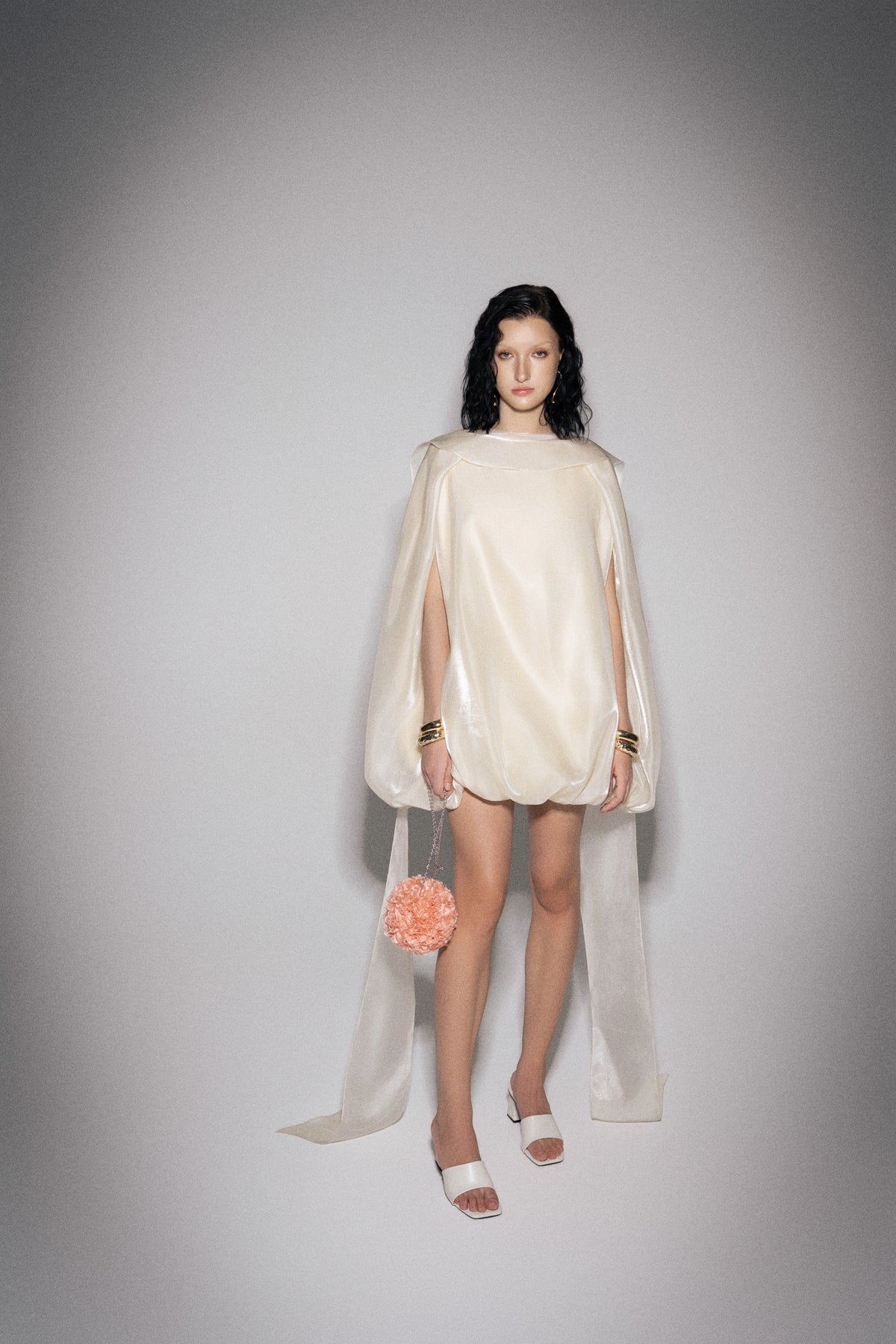 S26 Women's Light Beige Silk & Organza Dress