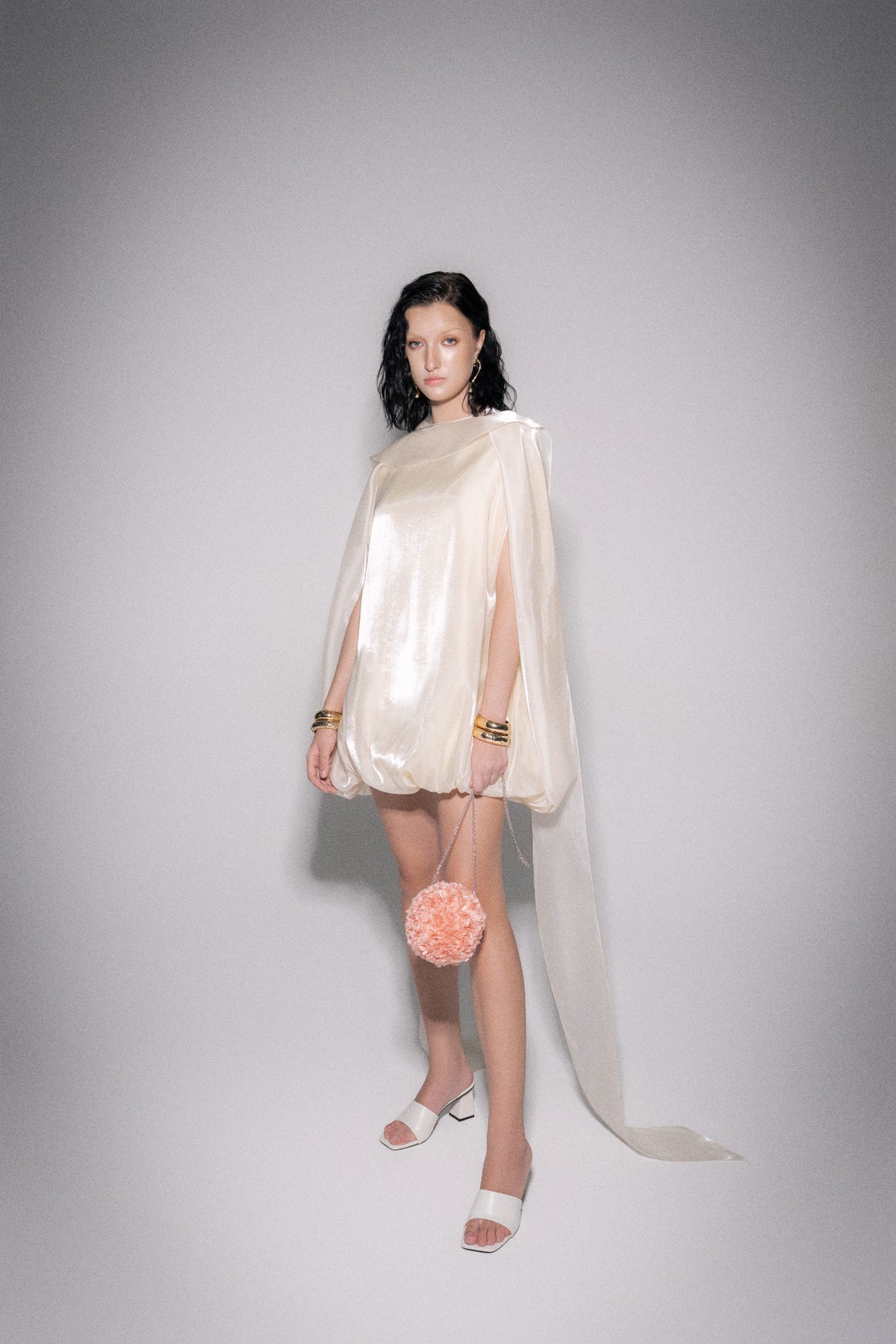 S26 Women's Light Beige Silk & Organza Dress