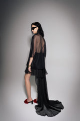 S26 Women's Black Ruffle Sheer Skirt