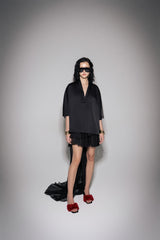 S26 Women's Black Ruffle Sheer Skirt