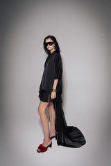 S26 Women's Black Ruffle Sheer Skirt