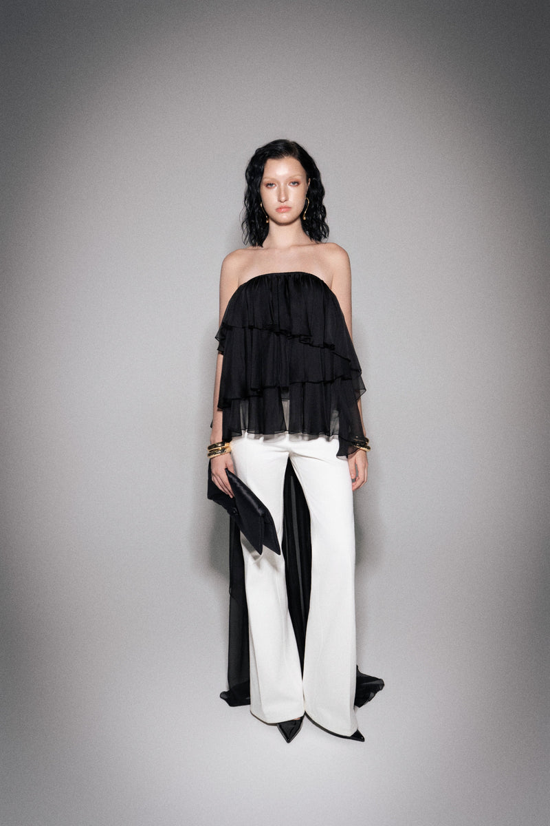 S26 Women's Black Ruffle Sheer Skirt