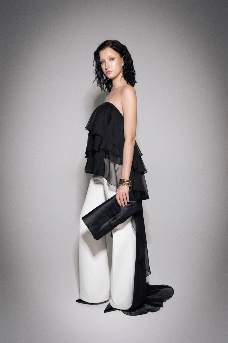 S26 Women's Black Ruffle Sheer Skirt