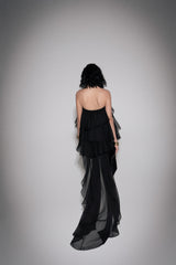 S26 Women's Black Ruffle Sheer Skirt