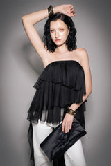S26 Women's Black Ruffle Sheer Skirt
