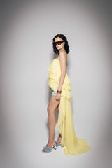 S26 Women's Light Yellow Ruffle Sheer Skirt