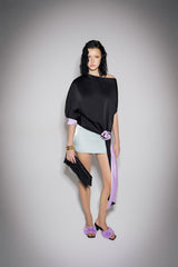 S26 Women's Black & Purple Silk Top