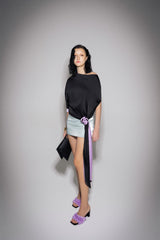 S26 Women's Black & Purple Silk Top