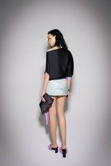 S26 Women's Black & Purple Silk Top