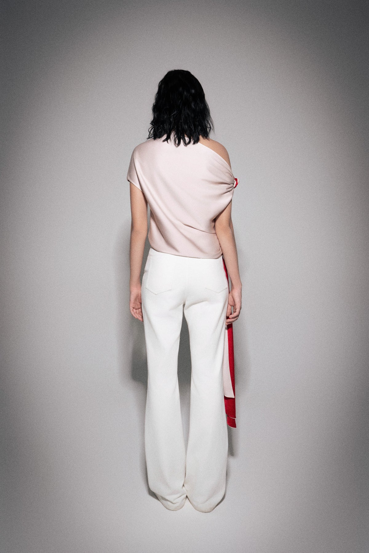 S26 Women's Cream & Red Silk Top
