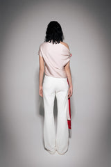 S26 Women's Cream & Red Silk Top
