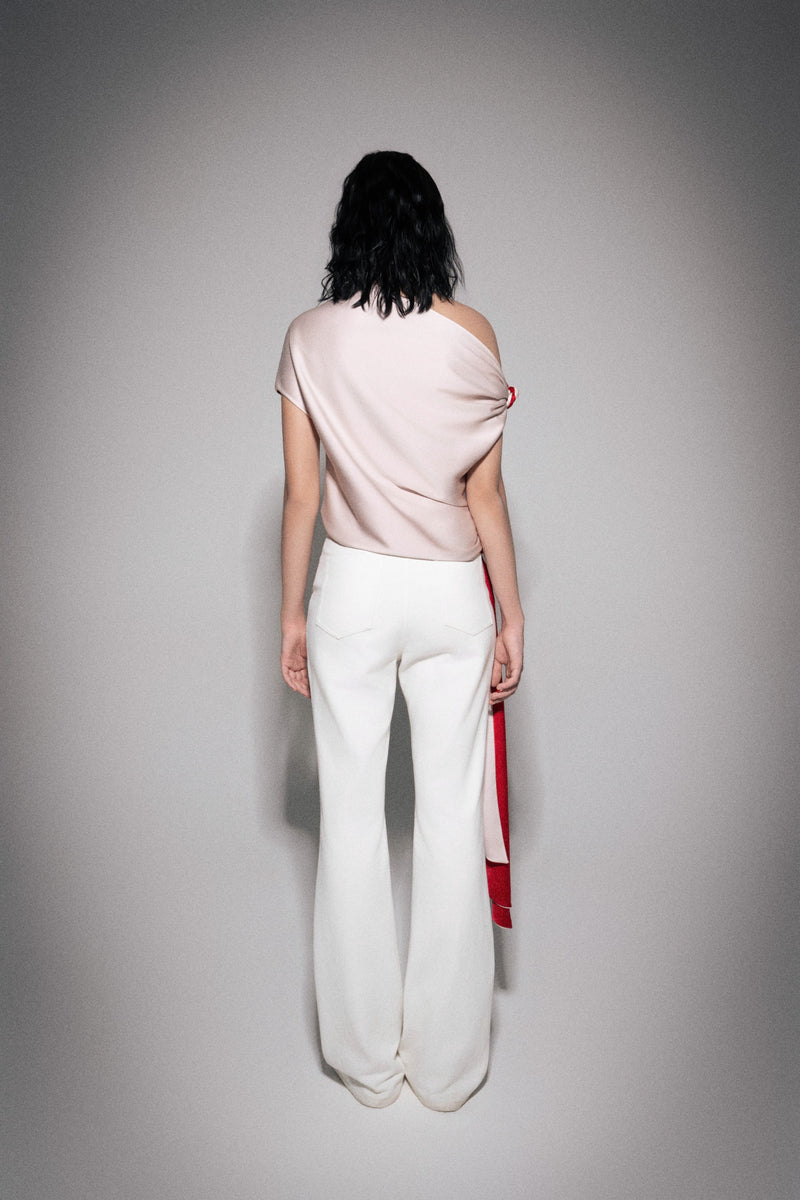 S26 Women's Cream & Red Silk Top