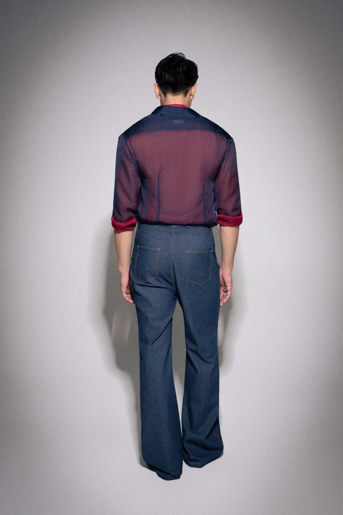 S26 Men's Navy & Red Doubled Sheer Shirt