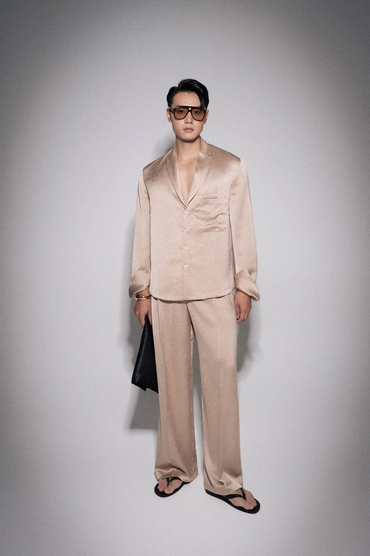 S26 Men's Beige Silk Shirt