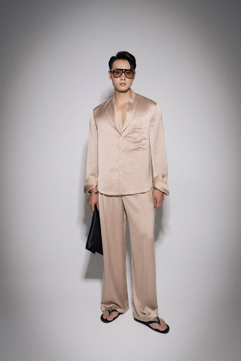 S26 Men's Beige Silk Shirt