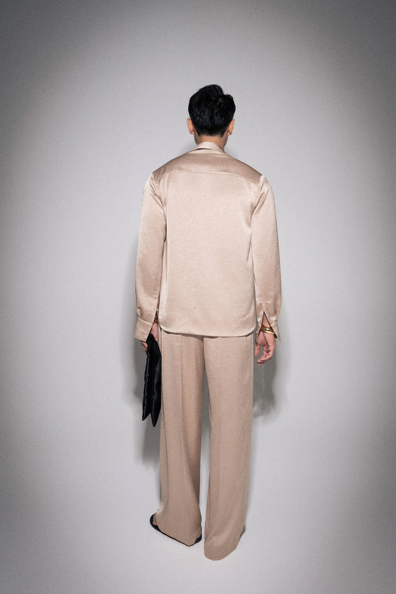 S26 Men's Beige Silk Shirt