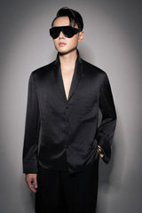 S26 Men's Black Silk Shirt