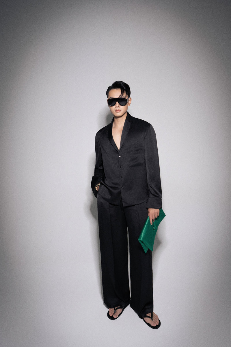 S26 Men's Black Silk Shirt