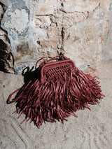 MAROON AN HERITAGE 26 STRAW CLUTCH