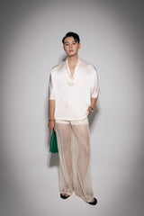 S26 Men's Cream Mesh Fishnet Pants