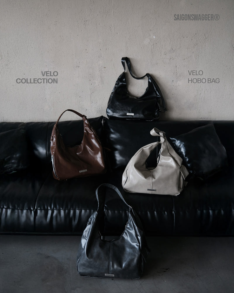 BLACK SGS VELO HOBO BAG /LARGE/