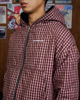 BLACK CRIMSON GINGHAM PP FLIPSIDE ZIP HOODIE 