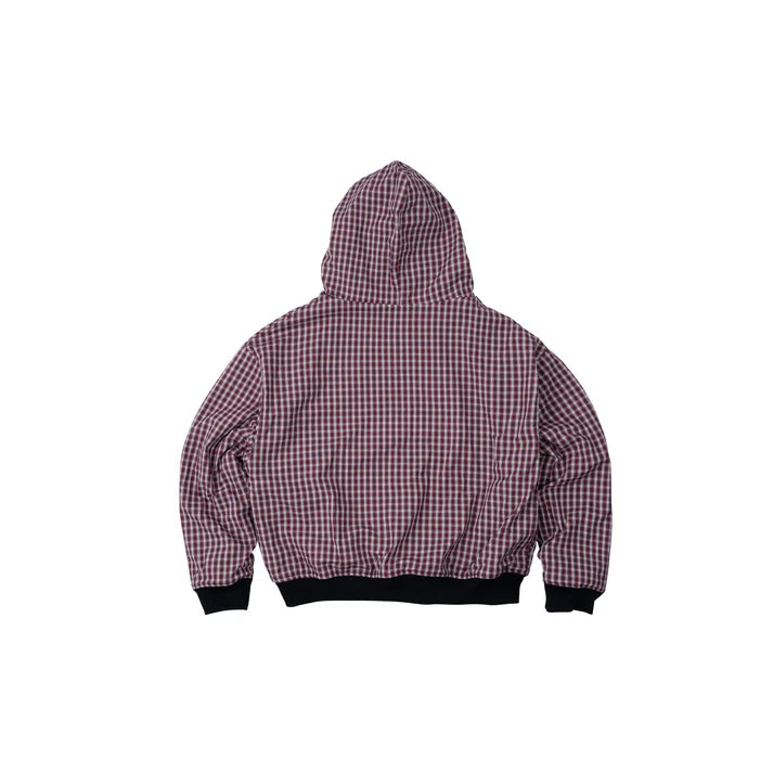 BLACK CRIMSON GINGHAM PP FLIPSIDE ZIP HOODIE 