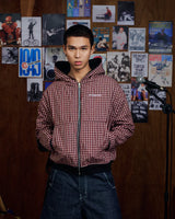 BLACK CRIMSON GINGHAM PP FLIPSIDE ZIP HOODIE 