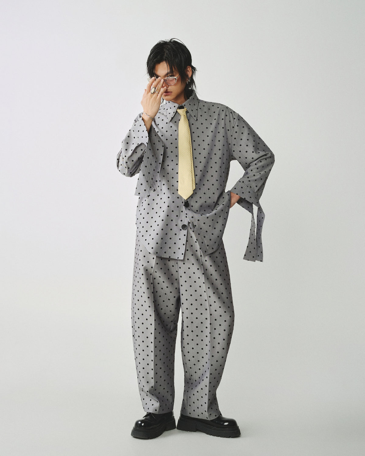 GREY POLKA DOT SHIRT
