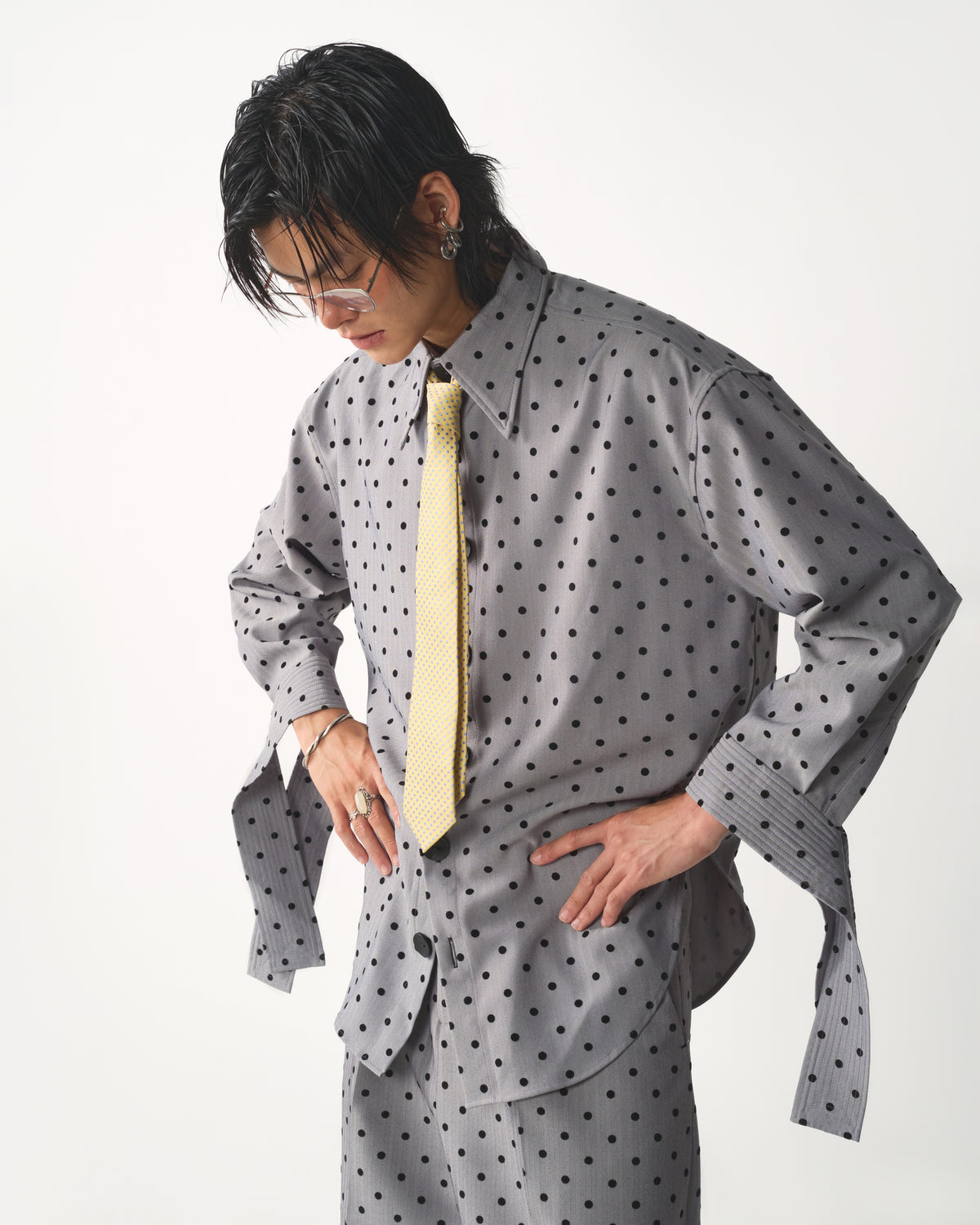 GREY POLKA DOT SHIRT