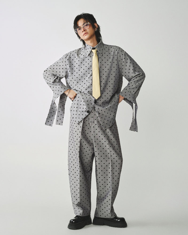 POLKA DOT CURVED LEG PANTS