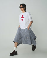 SAIL STRIPE CROPPED DENIM SHORT