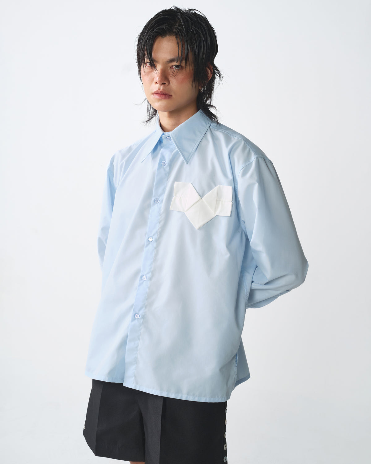 BABY BLUE ORIGAMI HEART SHIRT