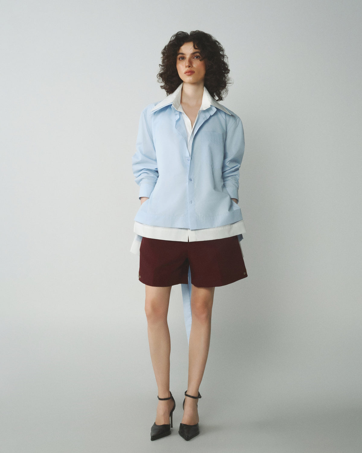 BLUE FLIRTY DOUBLE-LAYER SHIRT