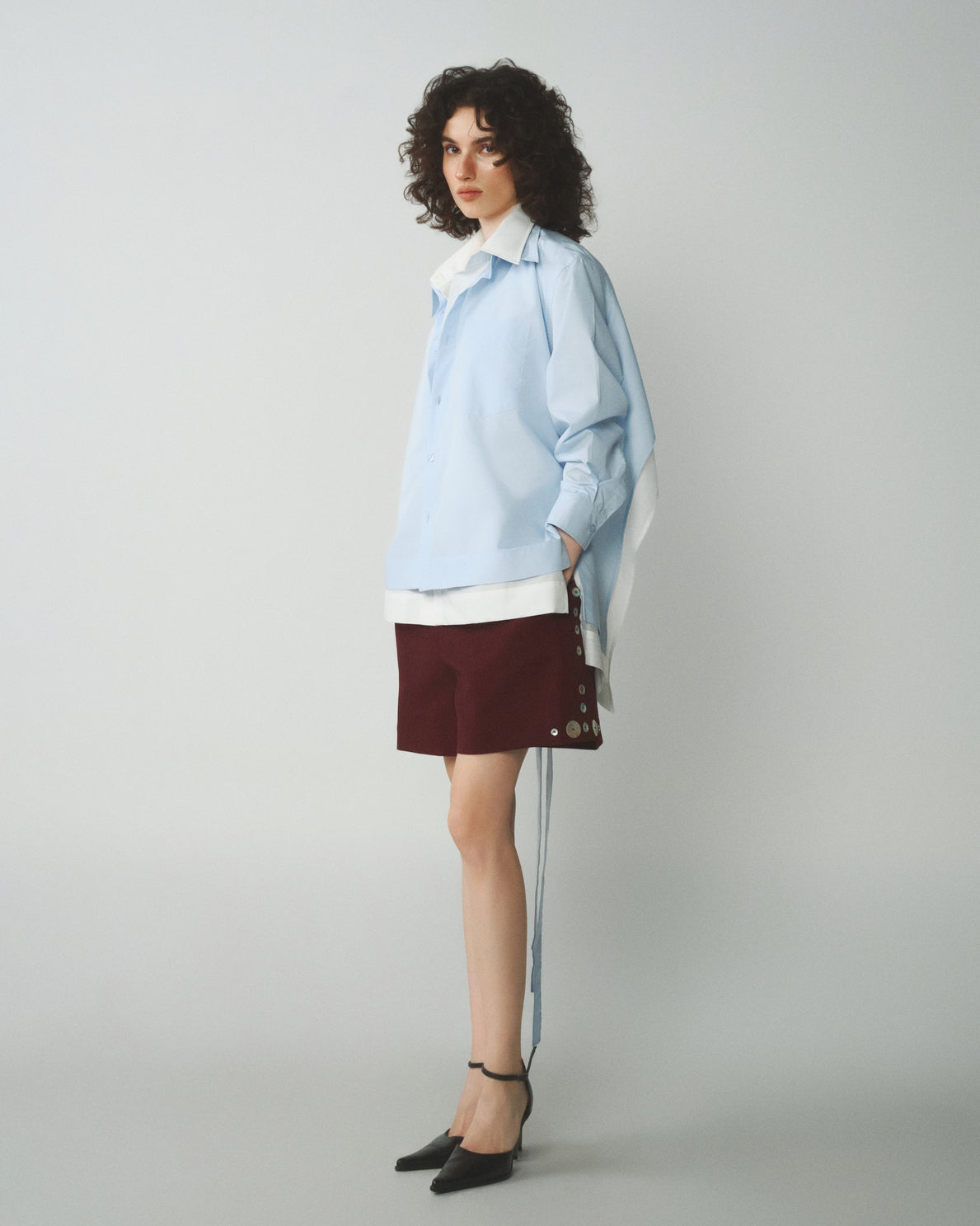 BLUE FLIRTY DOUBLE-LAYER SHIRT