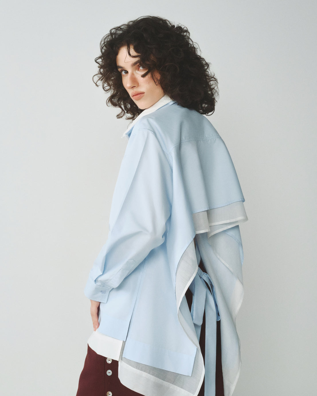 BLUE FLIRTY DOUBLE-LAYER SHIRT