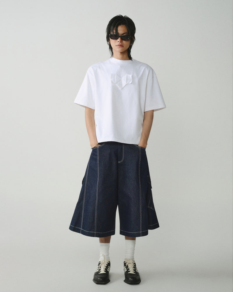 WHITE ORIGAMI HEART TEE