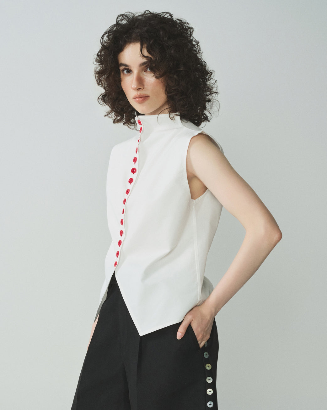 RED BUTTON SHIRT