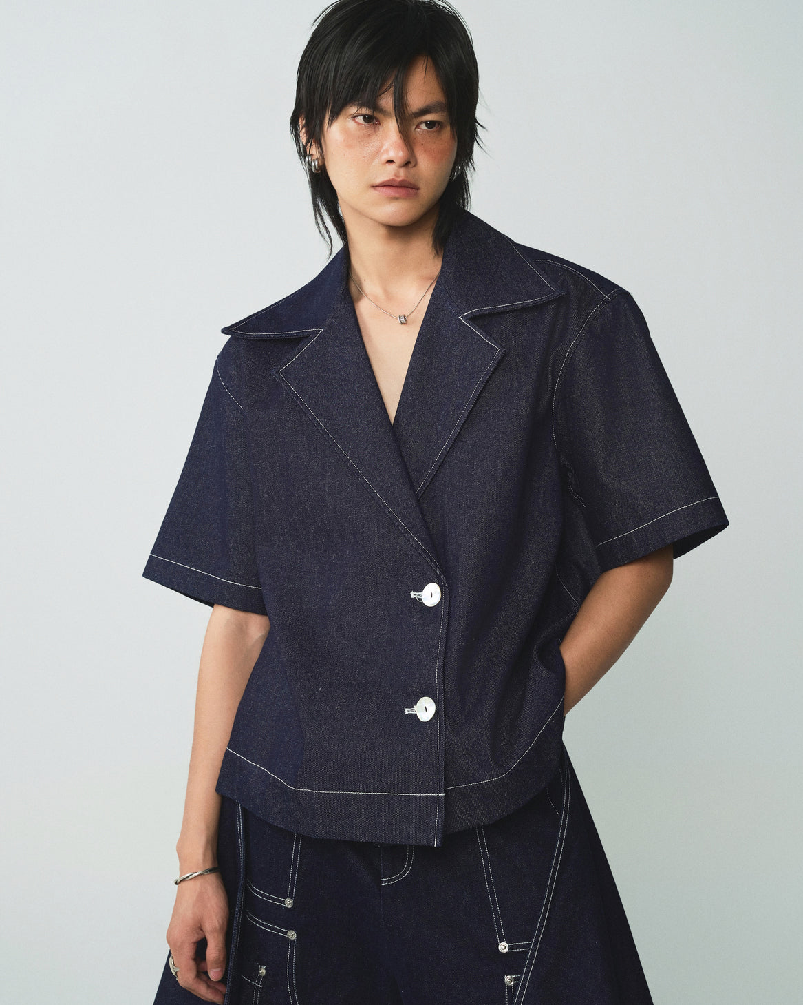 JEAN SIDE CUT SHIRT