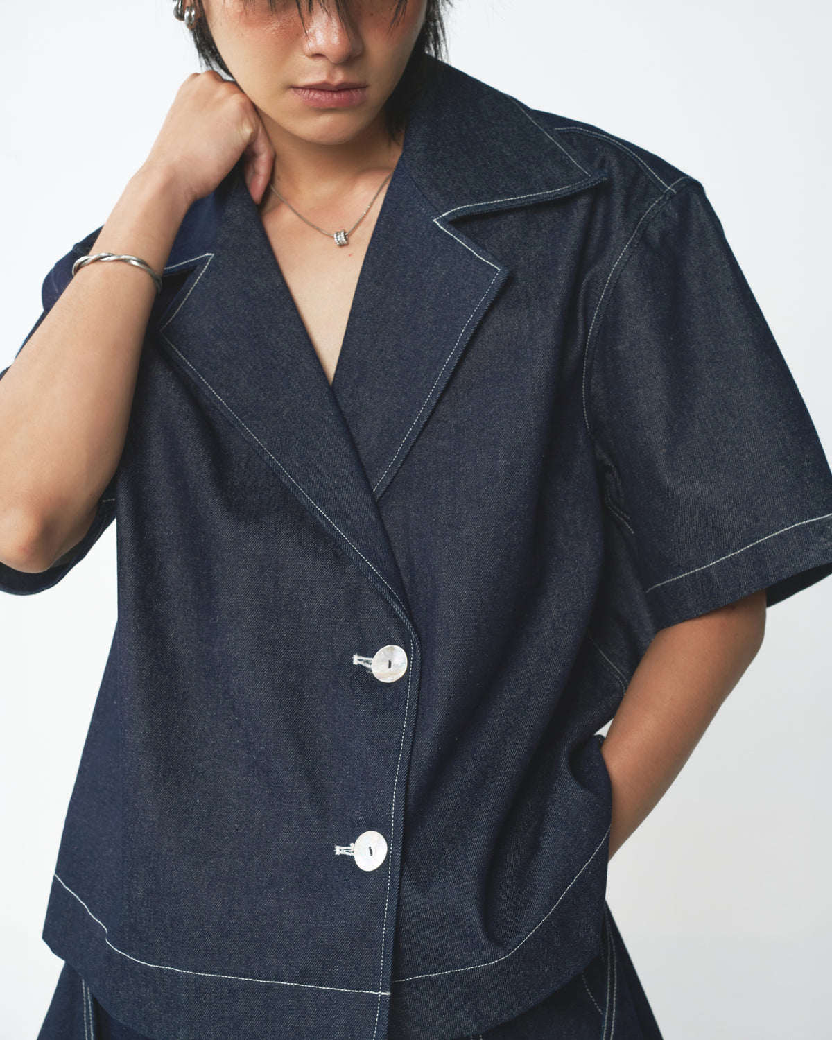 JEAN SIDE CUT SHIRT