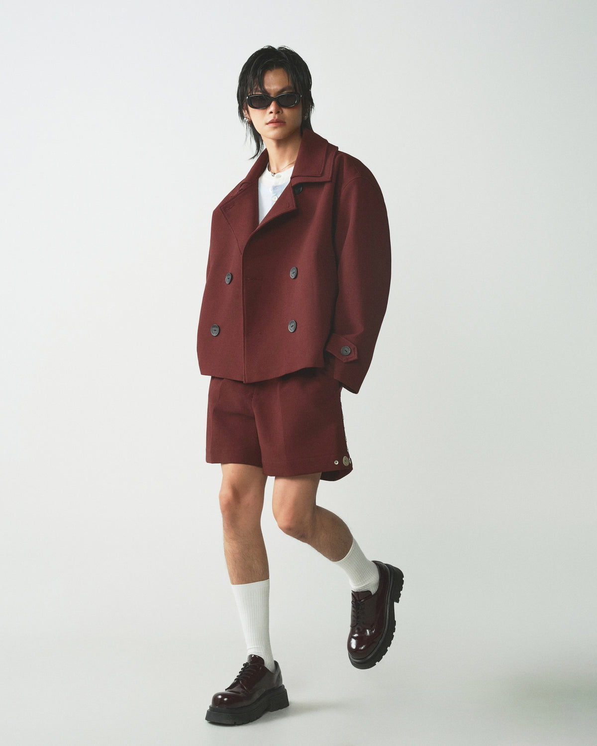 BROWN D-BREASTED JACKET