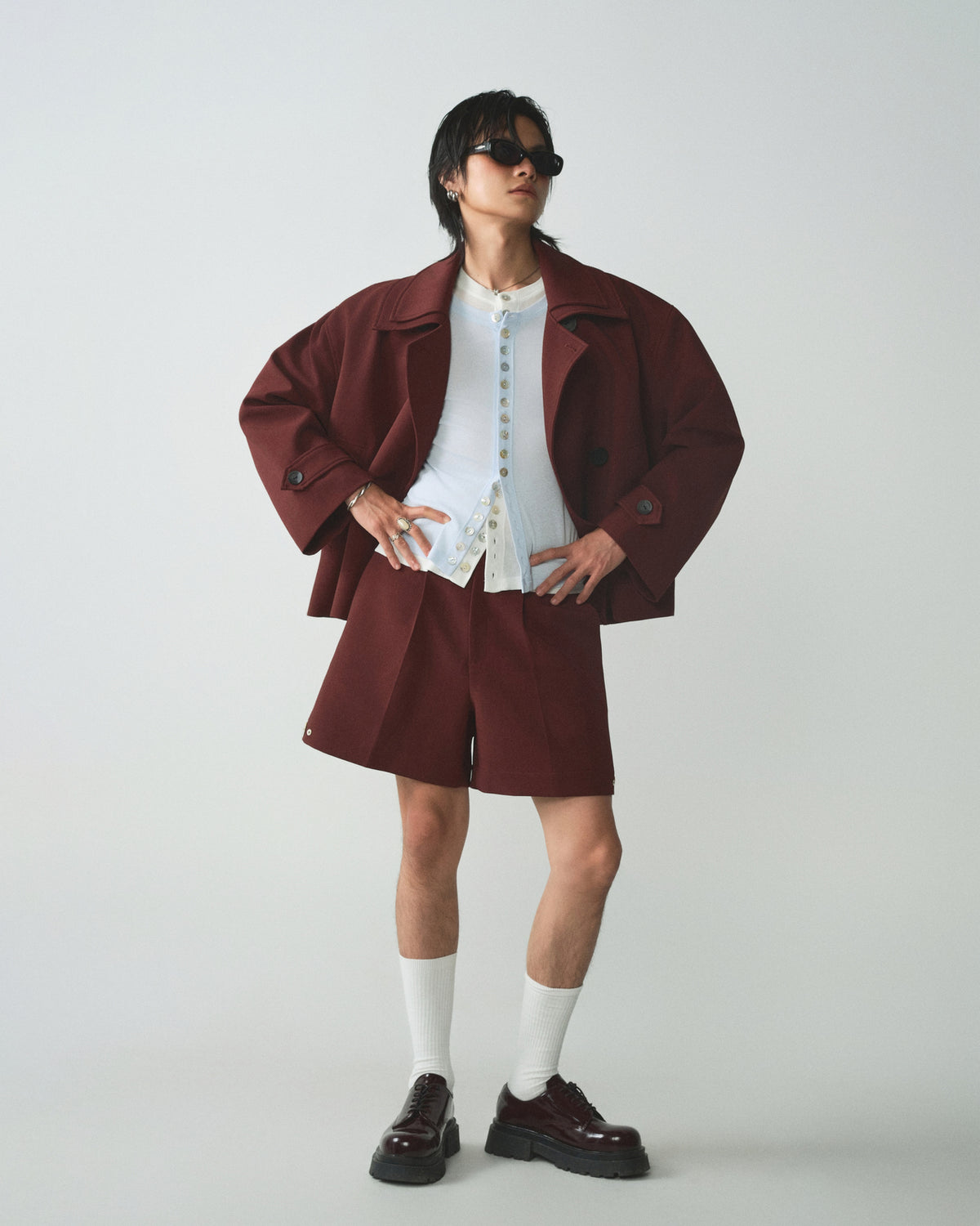 BROWN D-BREASTED JACKET