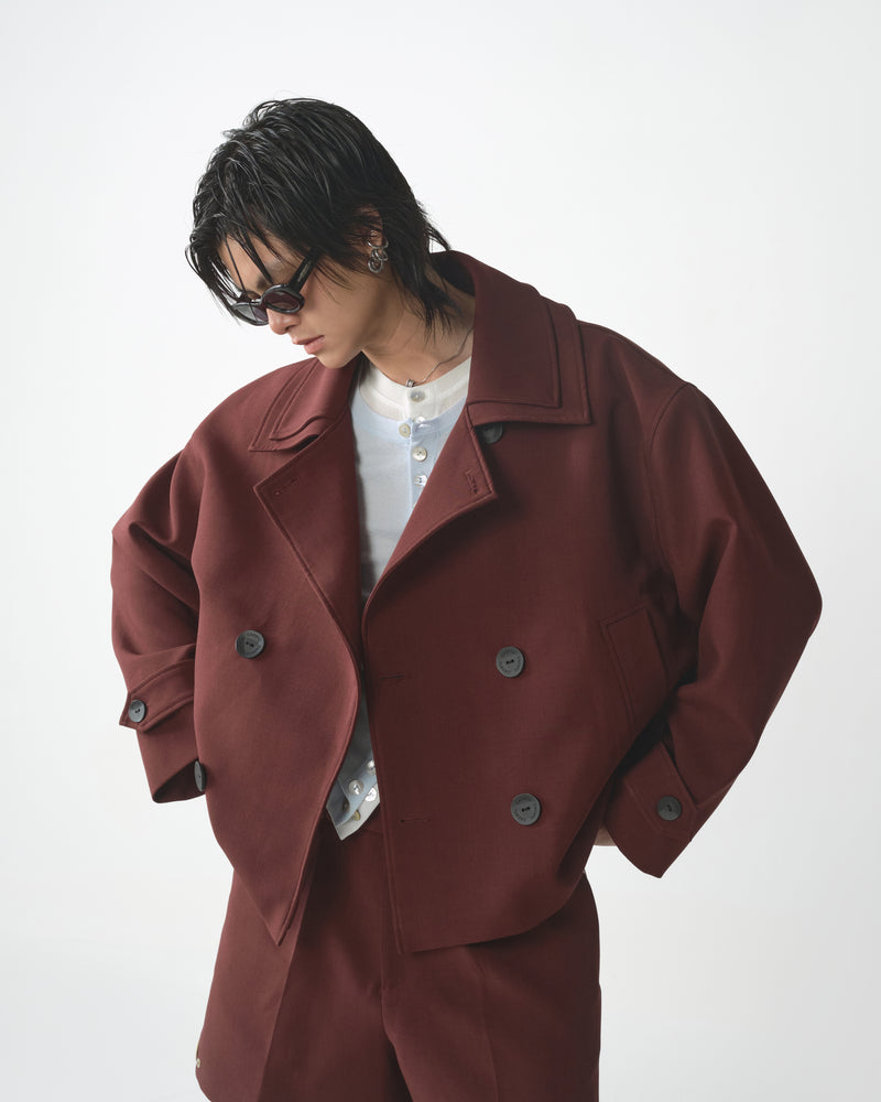BROWN D-BREASTED JACKET