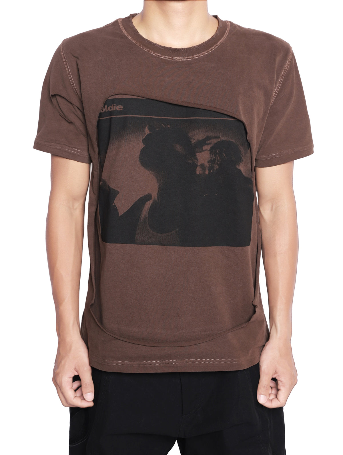 ILLUSION BROWN DISTRESSED TSHIRT 