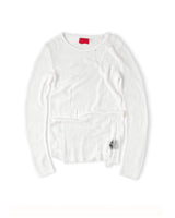 KNIT DISTRESSED WHITE LONG SLEEVES